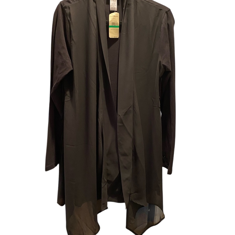 Tommy Bahama Black Sheer Front Waterfall Cardigan Size Lg NEW